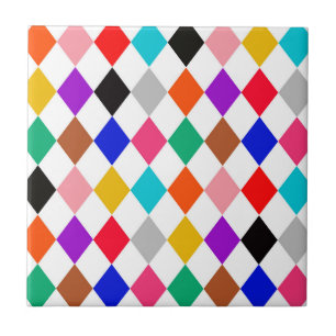 Veelkleurige Harlequin Diamonds Patroonontwerp Tegeltje