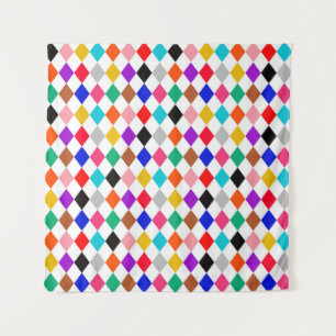 Veelkleurige Harlequin Diamonds Patroonontwerp Wandkleed