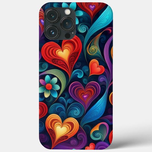 Veelkleurige harten en bloemen Case-Mate iPhone case (Achterkant)