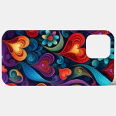 Veelkleurige harten en bloemen Case-Mate iPhone case (Achterkant (horizontaal))