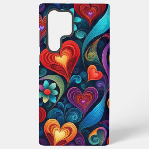 Veelkleurige harten en bloemen samsung galaxy hoesje