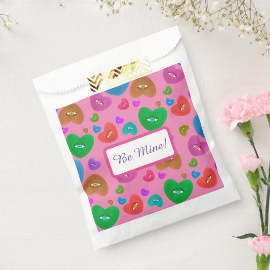 Veelkleurige harten met oogbal Liefde Valentijnse  Bedankzakje (Gezegeld)