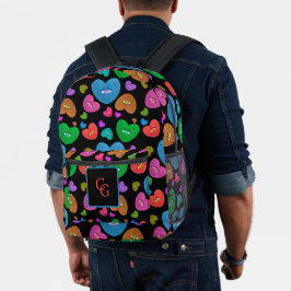 Veelkleurige harten met oogbal Liefde Valentijnse  Bedrukte Rugzak