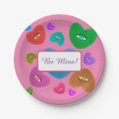 Veelkleurige harten met oogbal Liefde Valentijnse  Papieren Bordje (Voorkant)