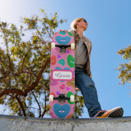 Veelkleurige harten met oogbal Liefde Valentijnse  Persoonlijk Skateboard