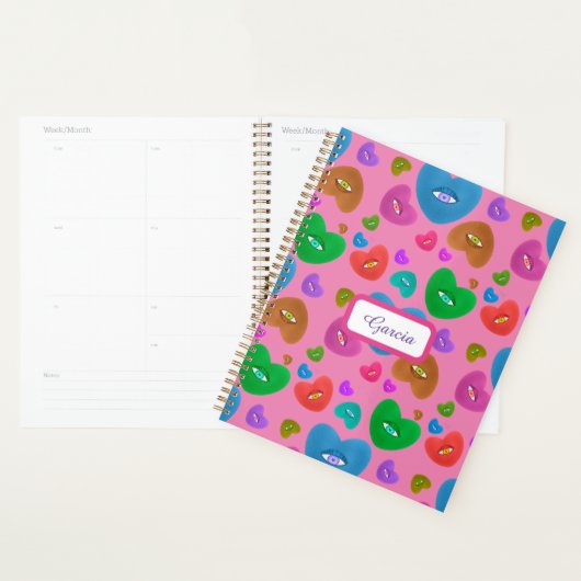 Veelkleurige harten met oogbal Liefde Valentijnse  Planner (Display)