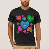 Veelkleurige harten met oogbal Liefde Valentijnse  T-shirt (Voorkant)