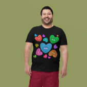 Veelkleurige harten met oogbal Liefde Valentijnse  T-shirt