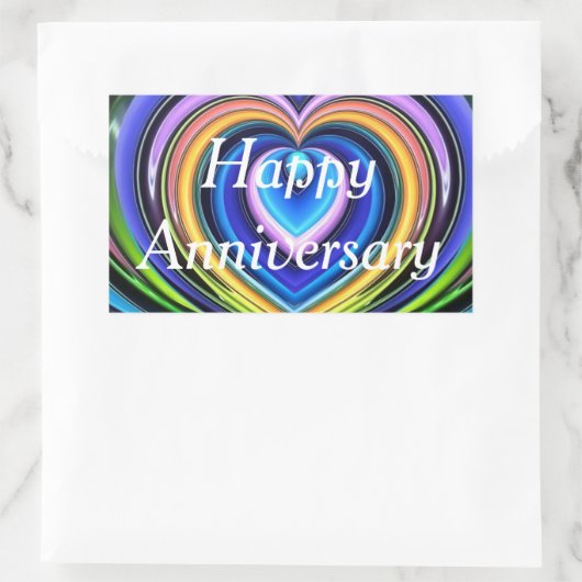 veelkleurige harten rechthoekige sticker (Tas)