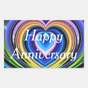 veelkleurige harten rechthoekige sticker