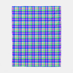 Veelkleurige heldere neon met een geruit patroon fleece deken
