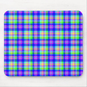 Veelkleurige heldere neon met een geruit patroon muismat