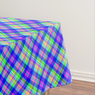 Veelkleurige heldere neon met een geruit patroon tafelkleed