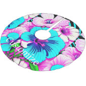 Veelkleurige Hibiscus bloemen Thunder_Cove Kerstboom Rok (Gekanteld)