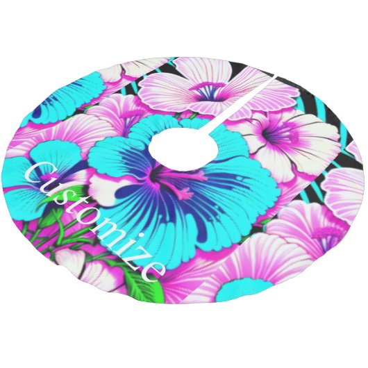 Veelkleurige Hibiscus bloemen Thunder_Cove Kerstboom Rok (Gekanteld)