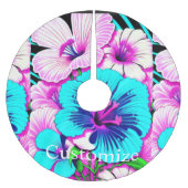 Veelkleurige Hibiscus bloemen Thunder_Cove Kerstboom Rok (Voorkant)