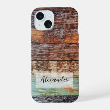 Veelkleurige Horizontale Houtkorrel Telefoonhoes