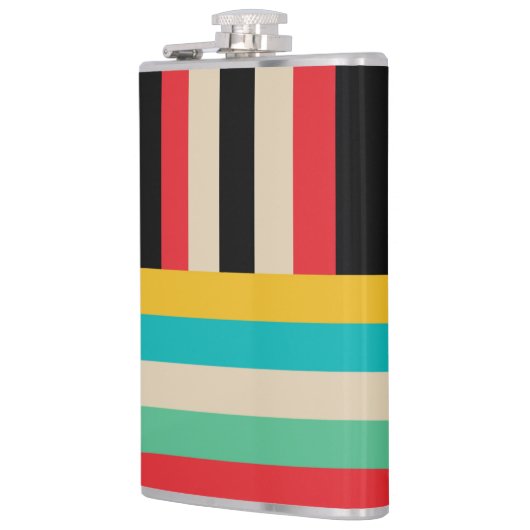 Veelkleurige horizontale verticale strepen heupfles (Links)