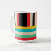 Veelkleurige horizontale verticale strepen koffiemok (Voorkant links)
