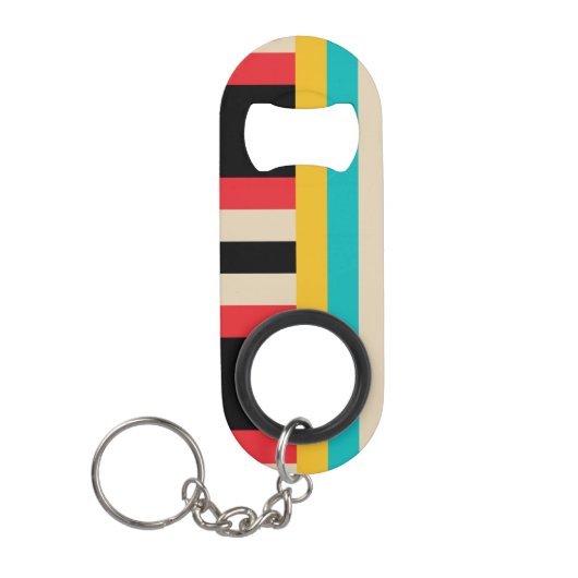 Veelkleurige horizontale verticale strepen mini flessenopener (Voorkant)