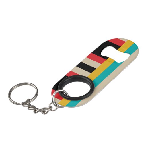 Veelkleurige horizontale verticale strepen mini flessenopener (Voorkant Gekanteld)
