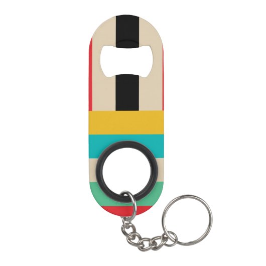 Veelkleurige horizontale verticale strepen mini flessenopener (Achterkant)