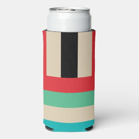 Veelkleurige horizontale verticale strepen seltzer blikjeskoeler (Seltzer Achterkant)