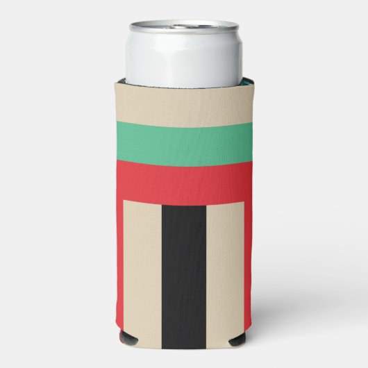 Veelkleurige horizontale verticale strepen seltzer blikjeskoeler (Seltzer Voorkant)