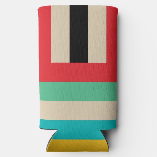 Veelkleurige horizontale verticale strepen seltzer blikjeskoeler (Achterkant)