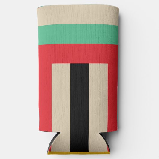 Veelkleurige horizontale verticale strepen seltzer blikjeskoeler (Voorkant)