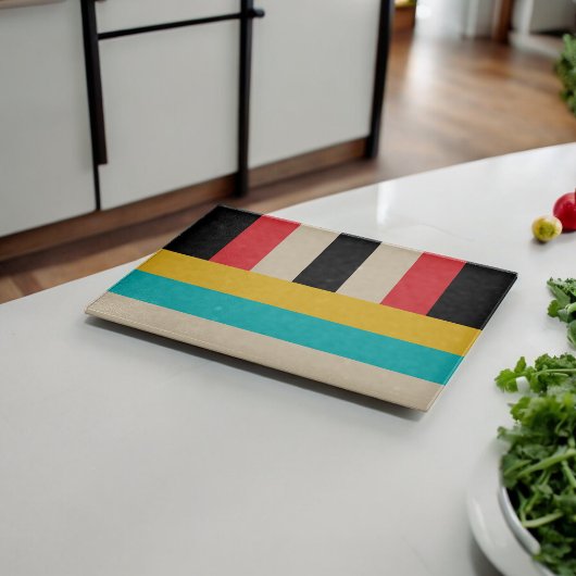 Veelkleurige horizontale verticale strepen snijplank