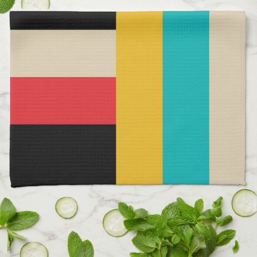 Veelkleurige horizontale verticale strepen theedoek (Gevouwen)