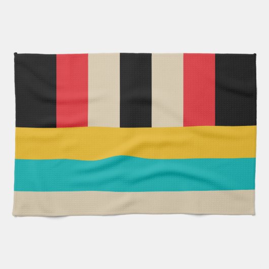 Veelkleurige horizontale verticale strepen theedoek (Horizontaal)