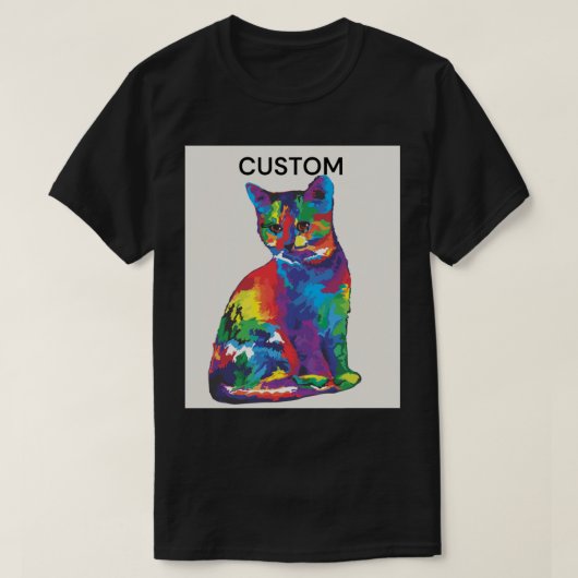 veelkleurige kat t-shirt (Design voorkant)