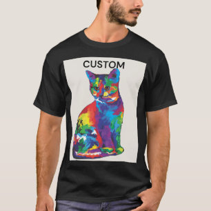 veelkleurige kat t-shirt
