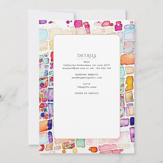 Veelkleurige katholieke echtelijke mis bruiloft kaart (Achterkant)