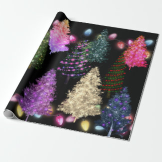 Veelkleurige kerstbomen cadeaupapier