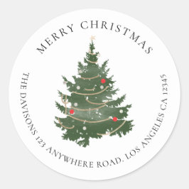 Veelkleurige kerstboomnaam Terugkeeradres Ronde Sticker