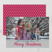 Veelkleurige kersttrendy roze penseelfoto feestdagenkaart (Voorkant / Achterkant)