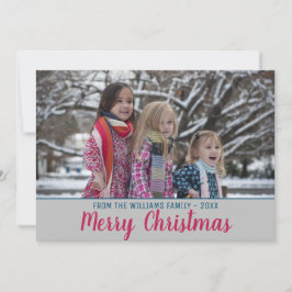 Veelkleurige kersttrendy roze penseelfoto feestdagenkaart