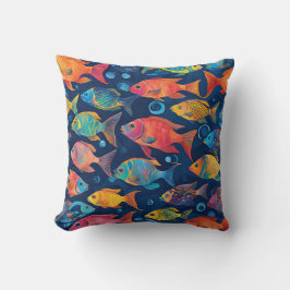 Veelkleurige kleurrijke Beachy Sealife Vis Nautisc Kussen