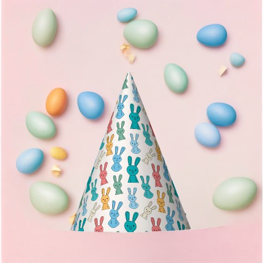 Veelkleurige Konijnenkonijn Cartoon Feesthoedjes