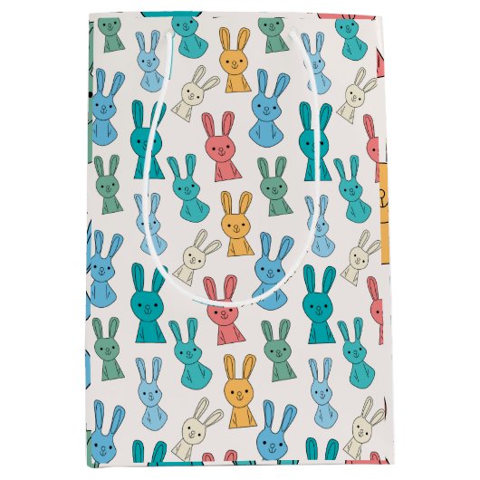 Veelkleurige Konijnenkonijn Cartoon Medium Cadeauzakje (Voorkant)