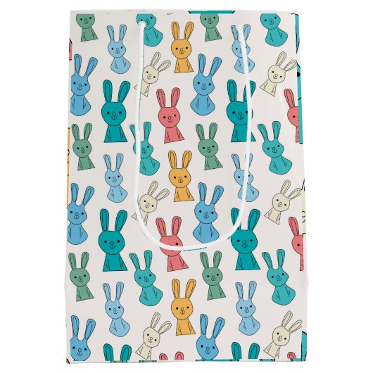 Veelkleurige Konijnenkonijn Cartoon Medium Cadeauzakje (Achterkant)