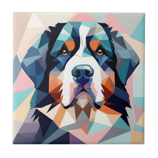 Veelkleurige kunstmotieven bernese berghond tegeltje (Voorkant)