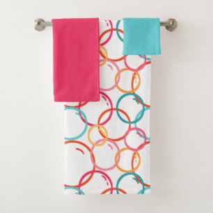 Veelkleurige Leuk Modern Bubble Patroon Bad Handdoek