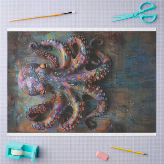 Veelkleurige levendige Octopus Decoupage Tissuepapier (Craft)