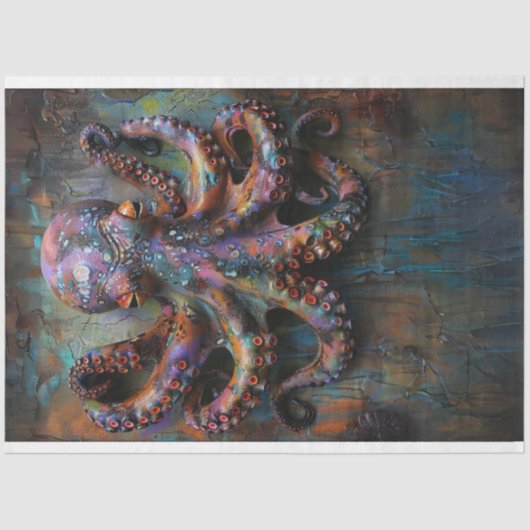 Veelkleurige levendige Octopus Decoupage Tissuepapier (Voorkant)