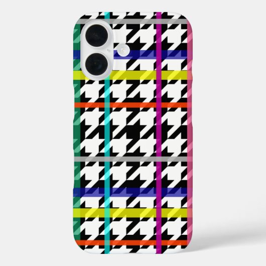 Veelkleurige lijnen op geplakt houndstooth ontwerp Case-Mate iPhone case (Achterkant)