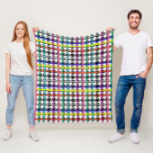 Veelkleurige lijnen op geplakt houndstooth ontwerp fleece deken